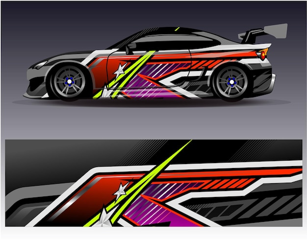 Diseños de adhesivos de envoltura de automóviles de carreras Fondo de carreras y deportes abstractos para librea de automóviles o diario