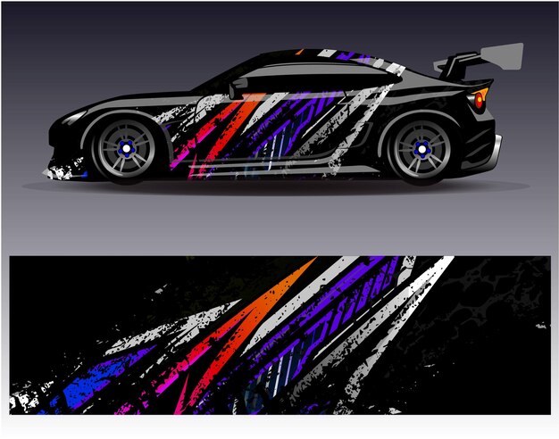 Diseños de adhesivos de envoltura de automóviles de carreras Fondo de carreras y deportes abstractos para librea de automóviles o diario