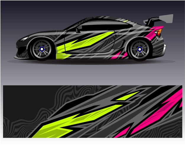 Diseños de adhesivos de envoltura de automóviles de carreras Fondo de carreras y deportes abstractos para librea de automóviles o diario