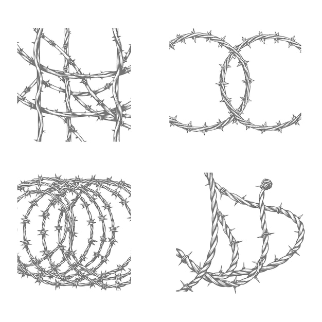Diseños de alambre de púas Peligro de seguridad y conceptos industriales