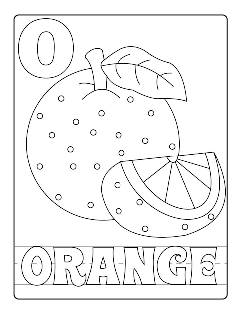 Diseños alfabéticos de frutas con nombre para colorear vector de páginas