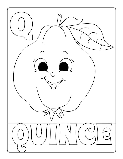 Diseños alfabéticos de frutas con nombre para colorear vector de páginas