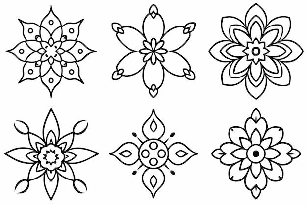 Diseños artísticos de línea de patrón de fantasía floral
