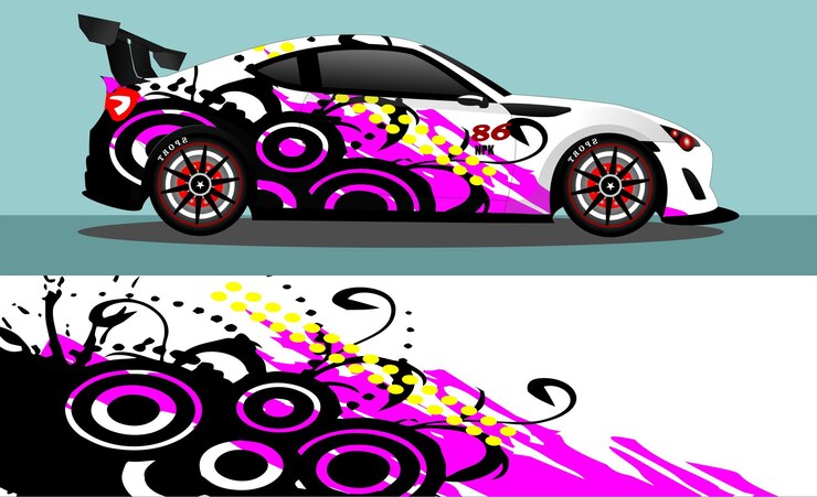 Vector diseños de calcomanías para envoltorios de automóviles vector premium