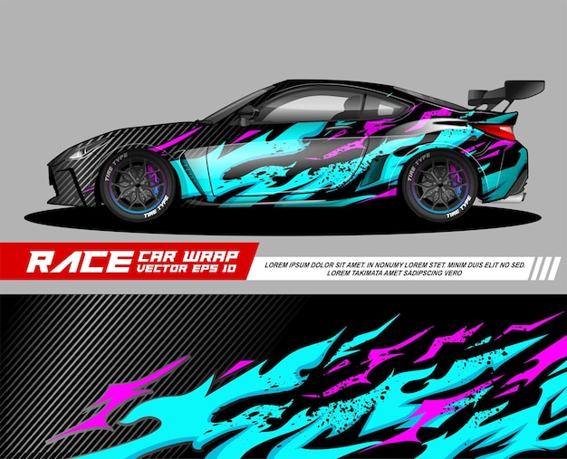 Diseños de calcomanías de envoltura de automóviles Carreras abstractas y fondo deportivo para librea de carreras