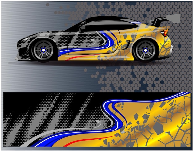 Vector diseños de calcomanías de envoltura de autos de carreras fondo de carreras y deportes para librea de autos o adhesivos de vinilo de uso diario