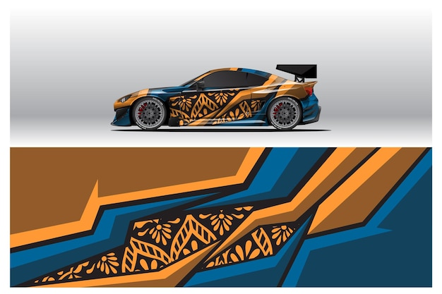Diseños de calcomanías para rotulación de automóviles. Fondo abstracto de carreras y deporte para librea de carreras o adhesivo de vinilo para automóvil de uso diario. Etiqueta vector eps listo para imprimir.