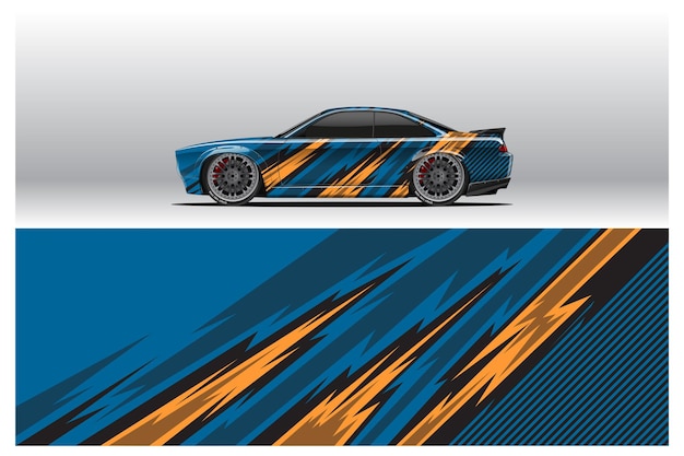 Diseños de calcomanías para rotulación de automóviles. Fondo abstracto de carreras y deporte para librea de carreras o adhesivo de vinilo para automóvil de uso diario. Etiqueta vector eps listo para imprimir.