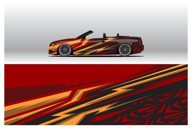 Diseños de calcomanías para rotulación de automóviles. Fondo abstracto de carreras y deporte para librea de carreras o adhesivo de vinilo para automóvil de uso diario. Etiqueta vector eps listo para imprimir.