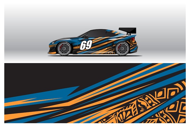 Diseños de calcomanías para rotulación de automóviles. Fondo abstracto de carreras y deporte para librea de carreras o adhesivo de vinilo para automóvil de uso diario. Etiqueta vector eps listo para imprimir.