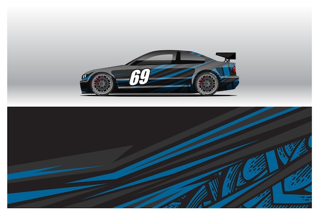 Diseños de calcomanías para rotulación de automóviles. Fondo abstracto de carreras y deporte para librea de carreras o adhesivo de vinilo para automóvil de uso diario. Etiqueta vector eps listo para imprimir.
