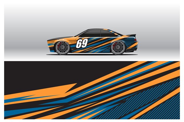 Diseños de calcomanías para rotulación de automóviles. Fondo abstracto de carreras y deporte para librea de carreras o adhesivo de vinilo para automóvil de uso diario. Etiqueta vector eps listo para imprimir.