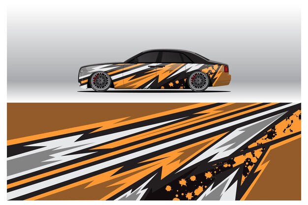 Diseños de calcomanías para rotulación de automóviles. Fondo abstracto de carreras y deporte para librea de carreras o adhesivo de vinilo para automóvil de uso diario. Etiqueta vector eps listo para imprimir.