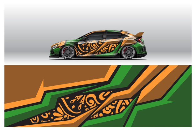 Diseños de calcomanías para rotulación de automóviles. Fondo abstracto de carreras y deporte para librea de carreras o adhesivo de vinilo para automóvil de uso diario. Etiqueta vector eps listo para imprimir.
