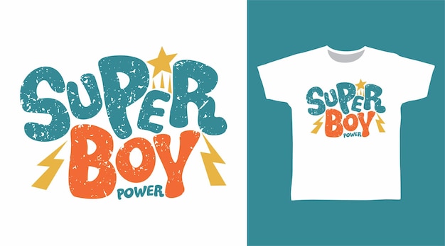 Vector diseños de camiseta de tipografía super boy power