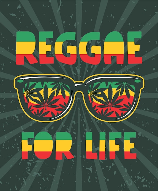 Diseños de carteles de tipografía reggae for life.