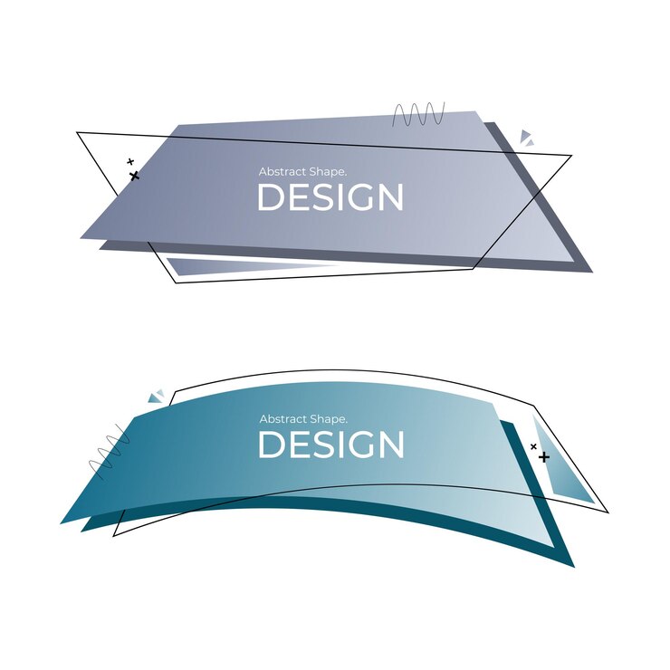 Diseños creativos de formas rectangulares abstractas de gradiente azul y gris