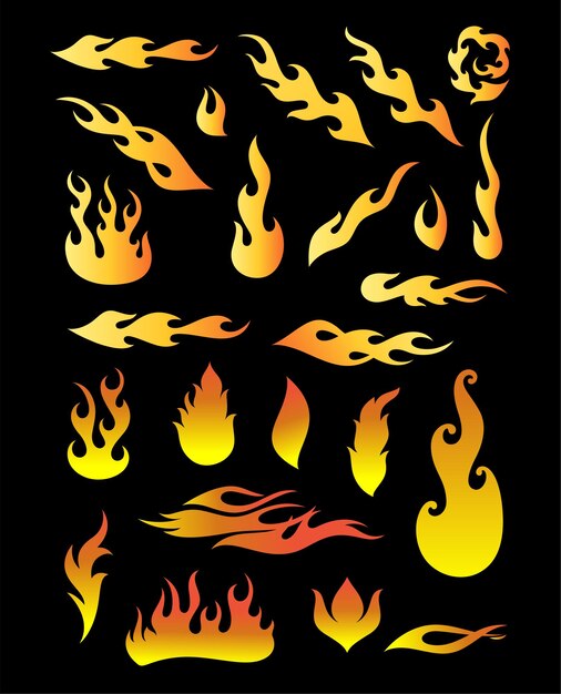 Diseños creativos de llamas de fuego vectorial