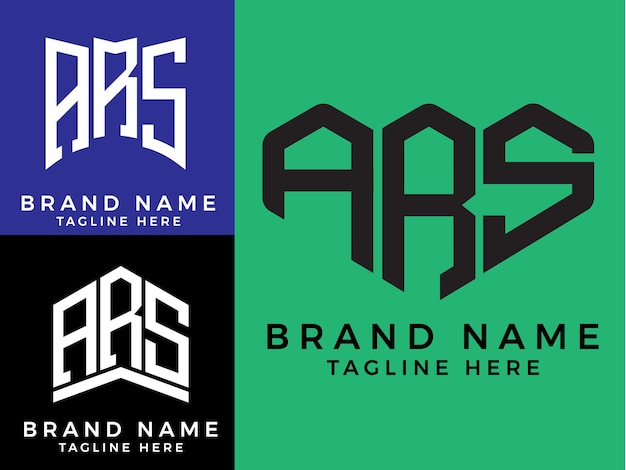 Diseños creativos del logotipo del paquete ARS con letras iniciales.