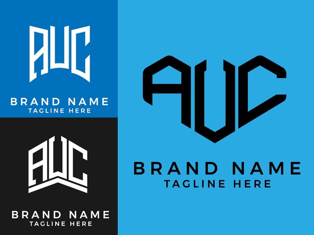 Diseños creativos del logotipo del paquete AUC con letras iniciales.