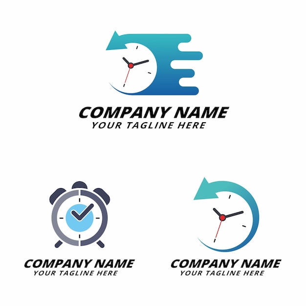 Diseños creativos de logotipos de relojes para empresas de gestión del tiempo
