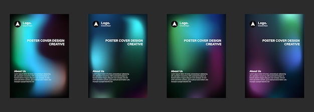 Diseños creativos de portadas de carteles Gradiente Moderno Abstracto Azul oscuro Verde Púrpura