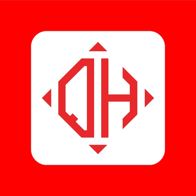 Diseños creativos y sencillos del logotipo QH con monograma inicial