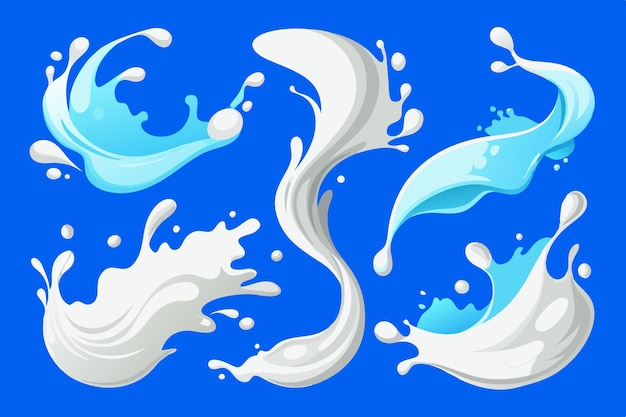 Diseños creativos de vectores de salpicaduras de leche
