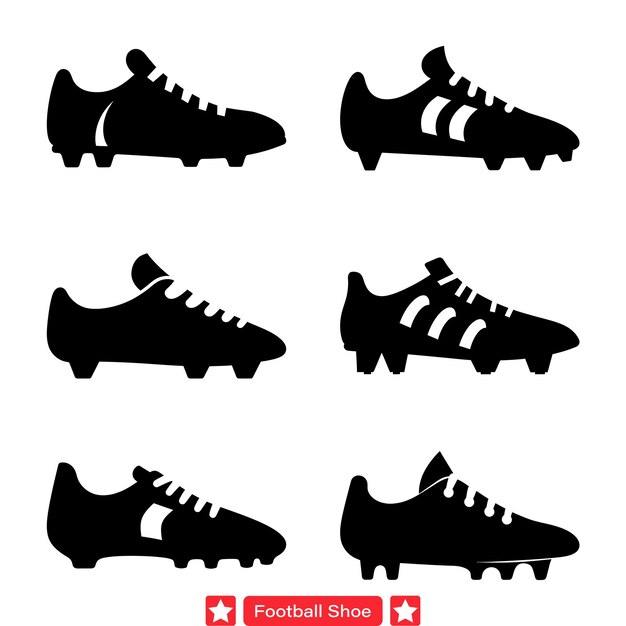 Vector diseños dinámicos de vector de botas de fútbol listos para marcar goles con estilo y precisión