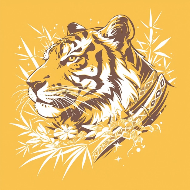 Vector diseños elegantes de bambú y tigre chinos