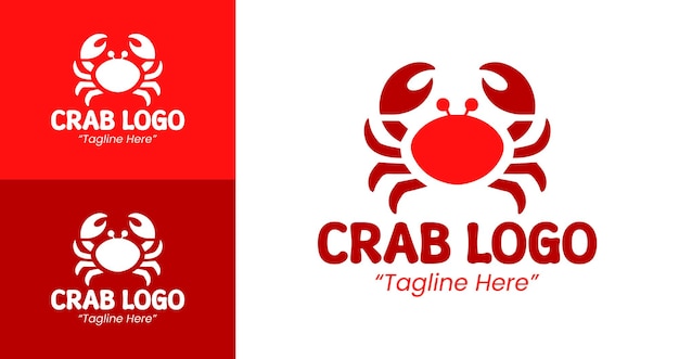 Diseños elegantes de logotipos de cangrejo en rojo para negocios personalizables y marca artística