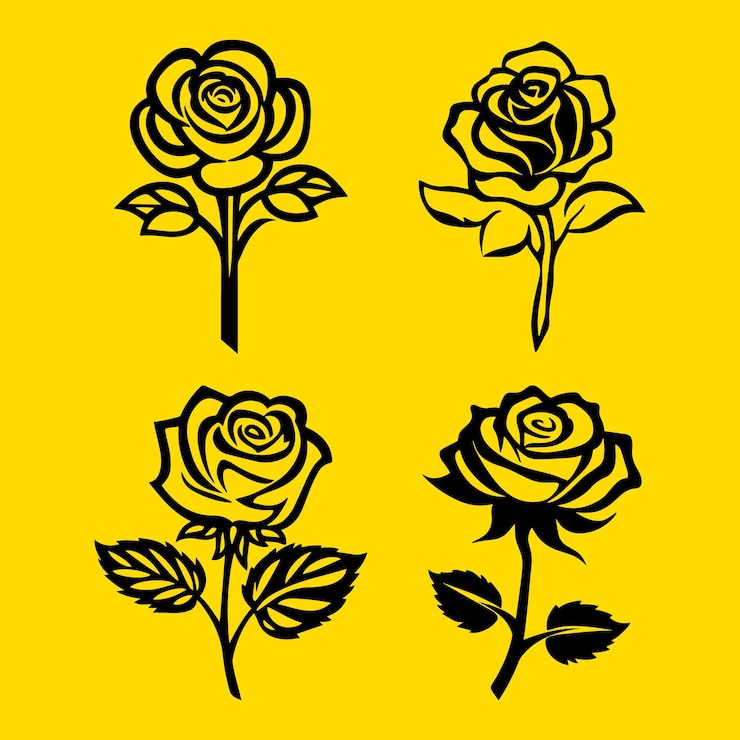 Vector diseños elegantes de rosas negras