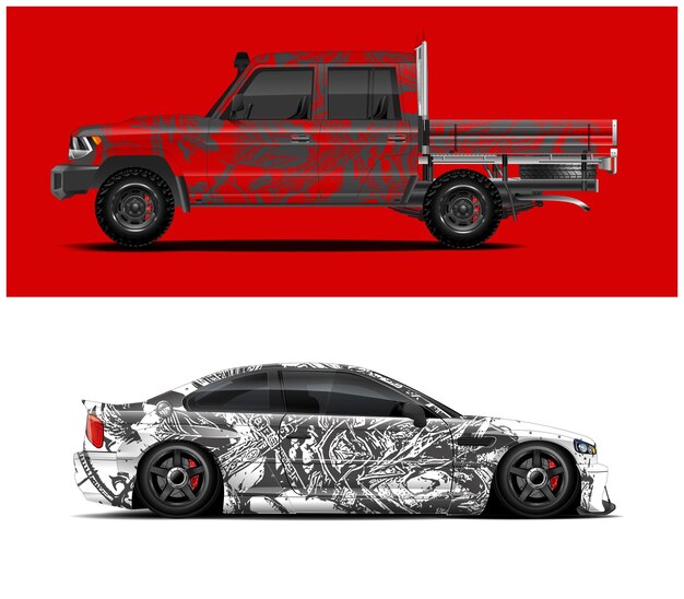 Diseños de envoltura de autos de carrera Fondo de carreras de rayas abstractas