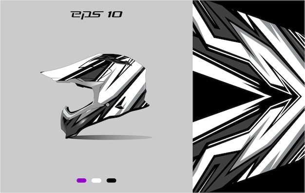 Diseños de envoltura de calcomanía de casco vector blanco y negro