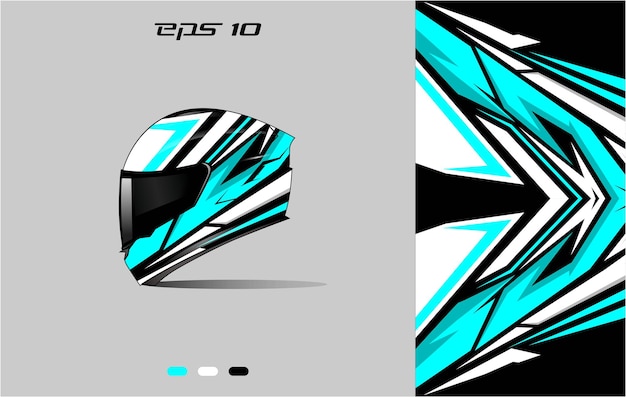 Diseños de envoltura de calcomanía de casco vector Casco de librea motocicleta Deporte azul y blanco