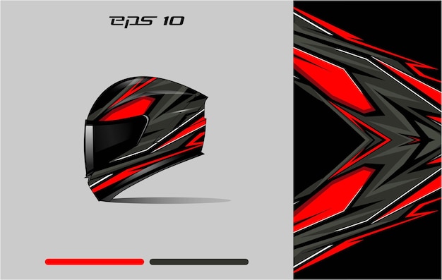 Diseños de envoltura de calcomanía de casco vector Casco de librea motocicleta Deporte rojo