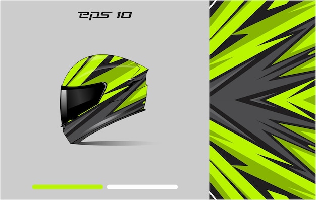 Diseños de envoltura de calcomanía de casco vector librea casco motocicleta deporte gris verde Premium