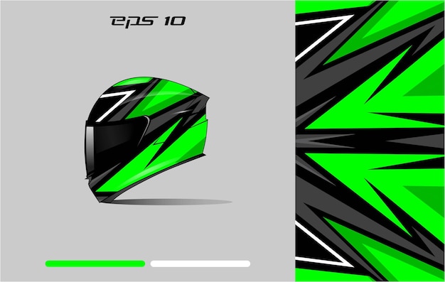 Diseños de envoltura de calcomanía de casco vector librea casco motocicleta deporte verde Premium