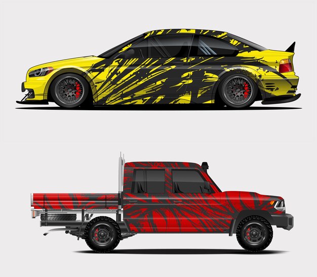 Diseños de fondo de carreras de rayas abstractas para el diseño de envoltura de automóviles