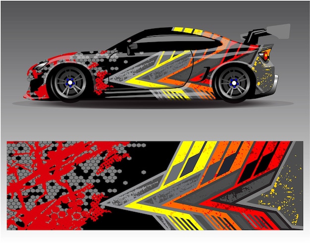 Diseños de fondo de carreras de rayas abstractas gráficas para carreras de rally de vehículos y librea de carreras de autos