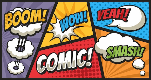 Diseños de fondo cómicos con varios colores