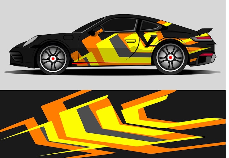 Vector diseños de fondo gráfico vectorial de diseño de furgoneta de envoltura de coche