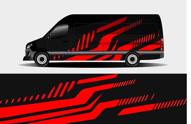 Diseños de fondo gráfico vectorial de diseño de furgoneta de envoltura de coche