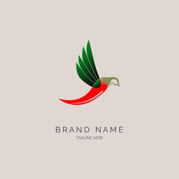 Diseños en forma de pájaro del logo de red chili vector comida picante para marca o empresa