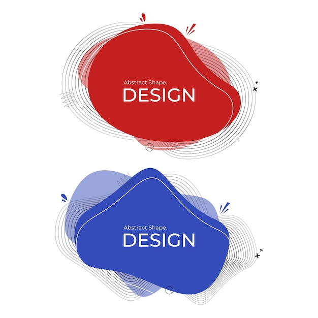 Diseños de formas abstractas creativas de ondas azules y rojas