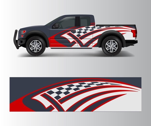 Diseños gráficos abstractos de franjas grunge para camionetas de carga con calcomanías de camiones y vectores de envoltura de automóviles