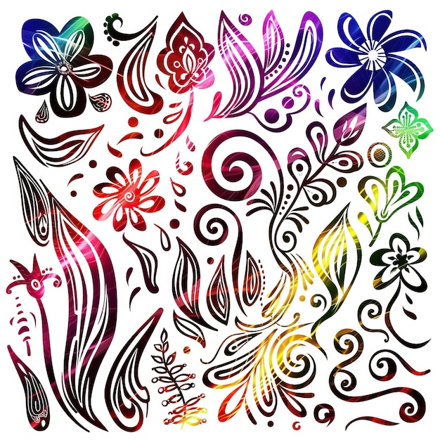 Vector diseños de henna de vector plano con ilustraciones de alta calidad
