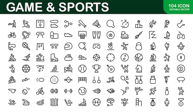 Diseños de íconos deportivos premium elegantes y funcionales para sitios web, aplicaciones y marketing deportivo