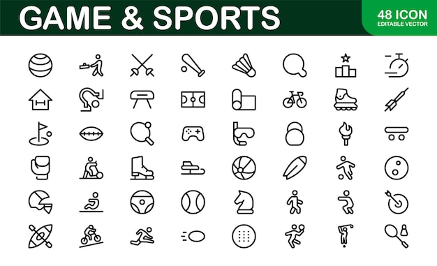 Diseños de íconos deportivos premium elegantes y funcionales para sitios web, aplicaciones y marketing deportivo