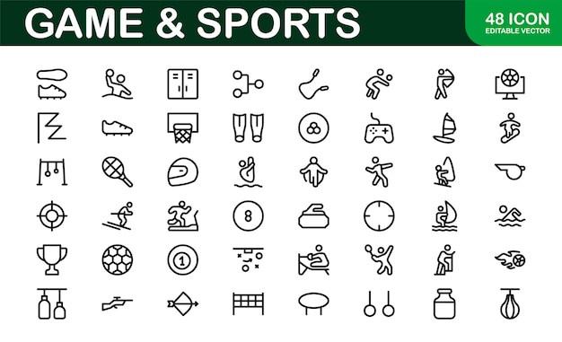 Diseños de íconos deportivos premium elegantes y funcionales para sitios web, aplicaciones y marketing deportivo